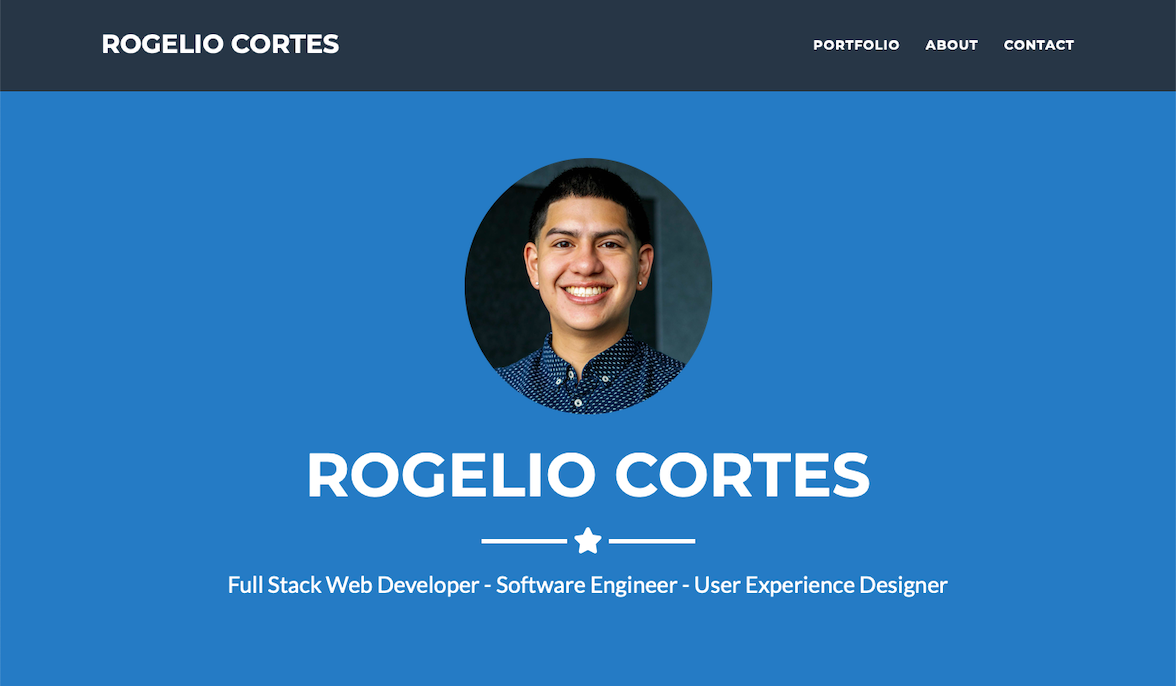 Portfolio site homepage